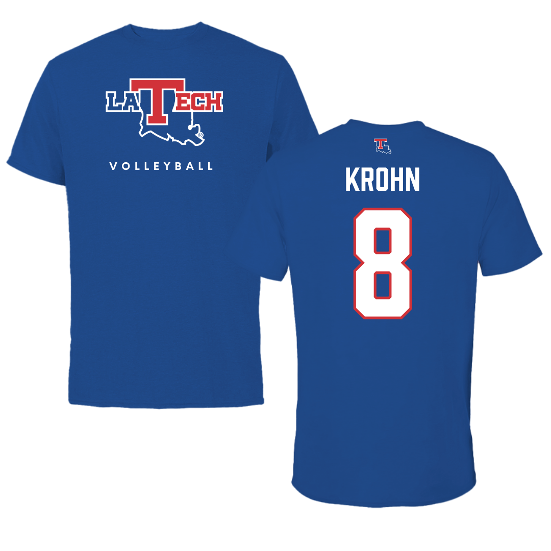 Louisiana Tech University Volleyball True Royal Tee  - #8 Grace Krohn