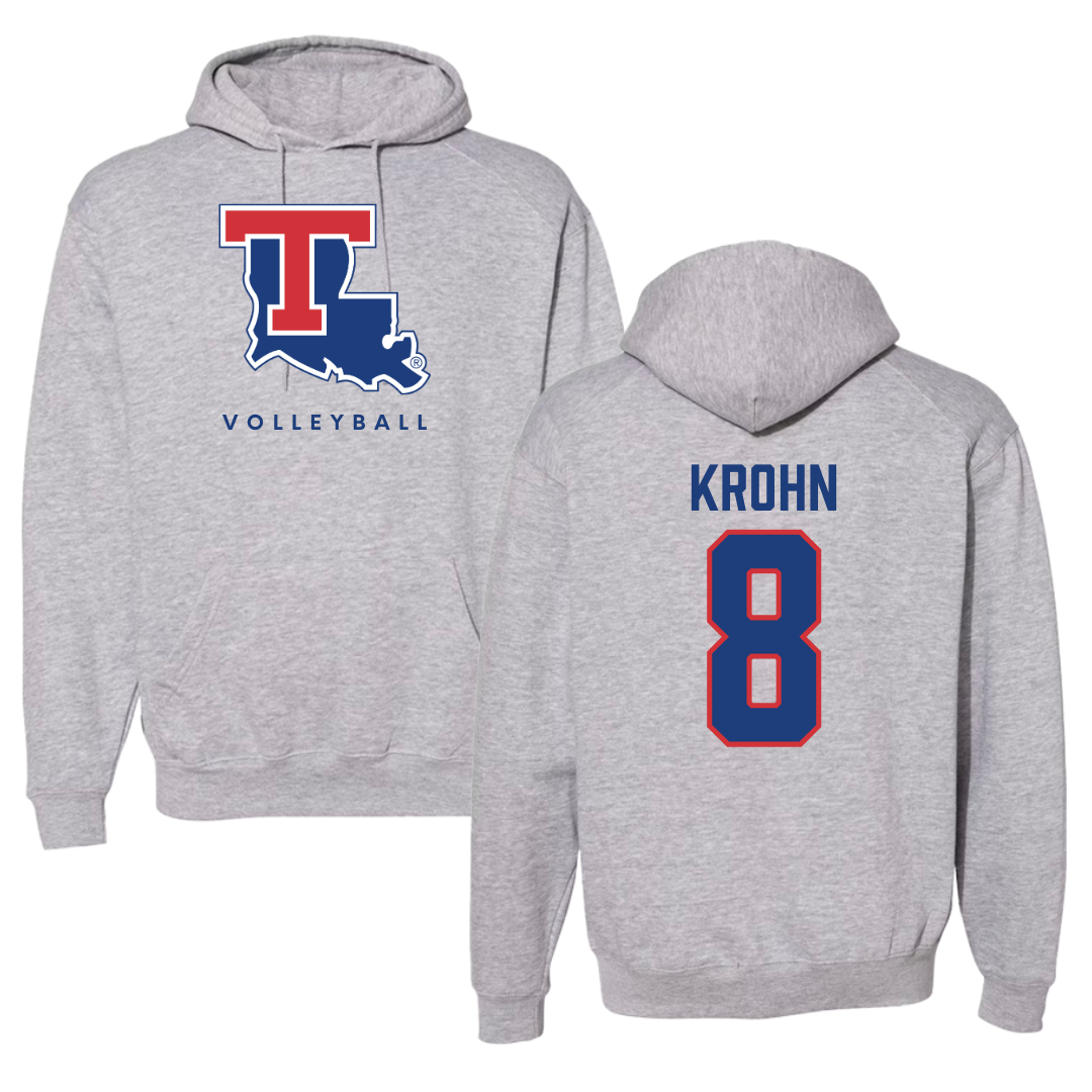Louisiana Tech University Volleyball Gray Hoodie  - #8 Grace Krohn