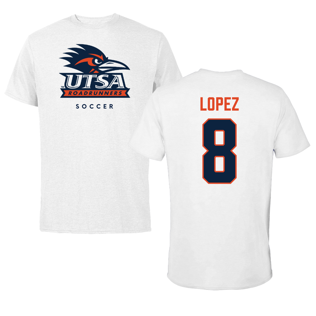 University of Texas at San Antonio Soccer White Tee  - #8 Haley Lopez