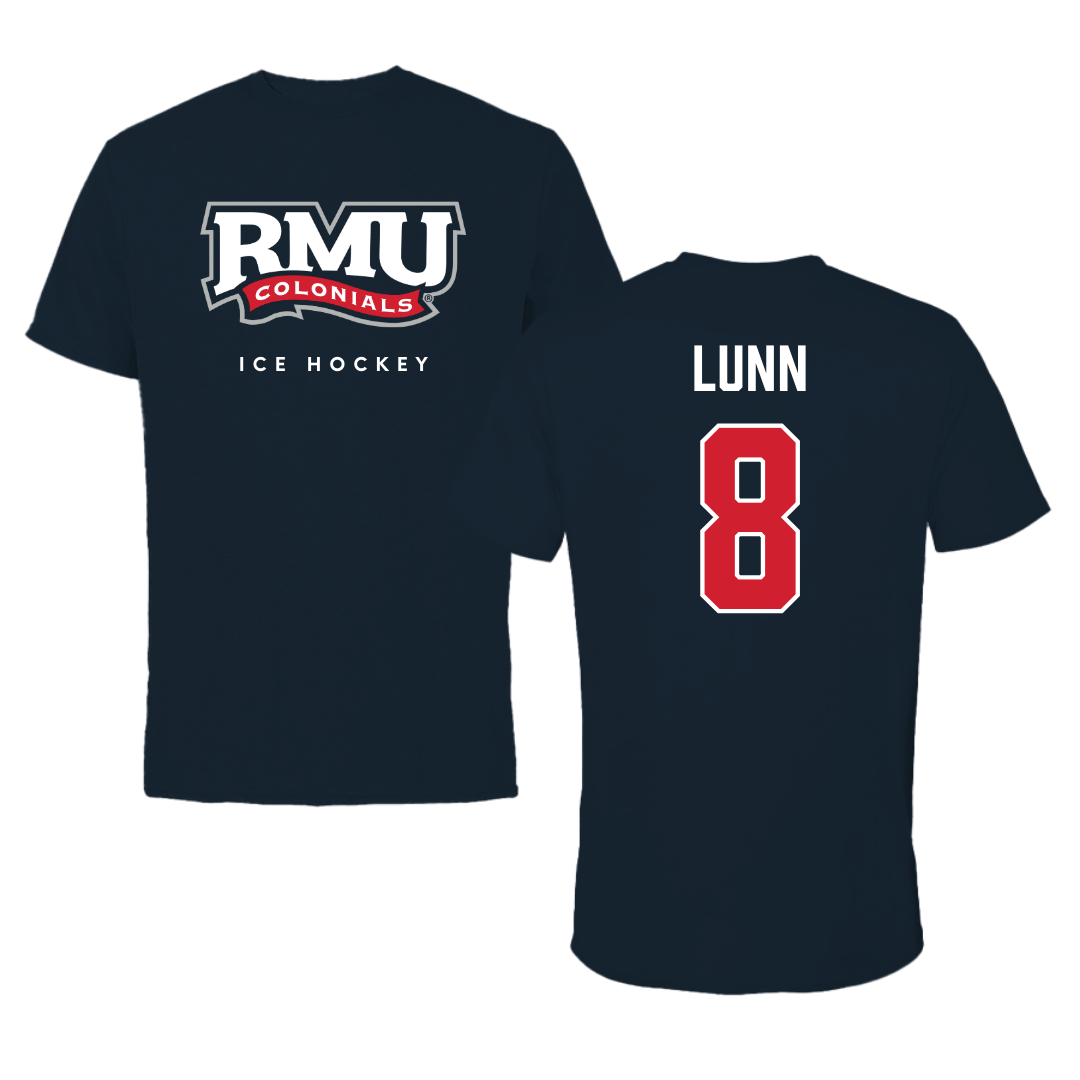 Robert Morris University Ice Hockey Navy Tee  - #8 Gabriel Lunn