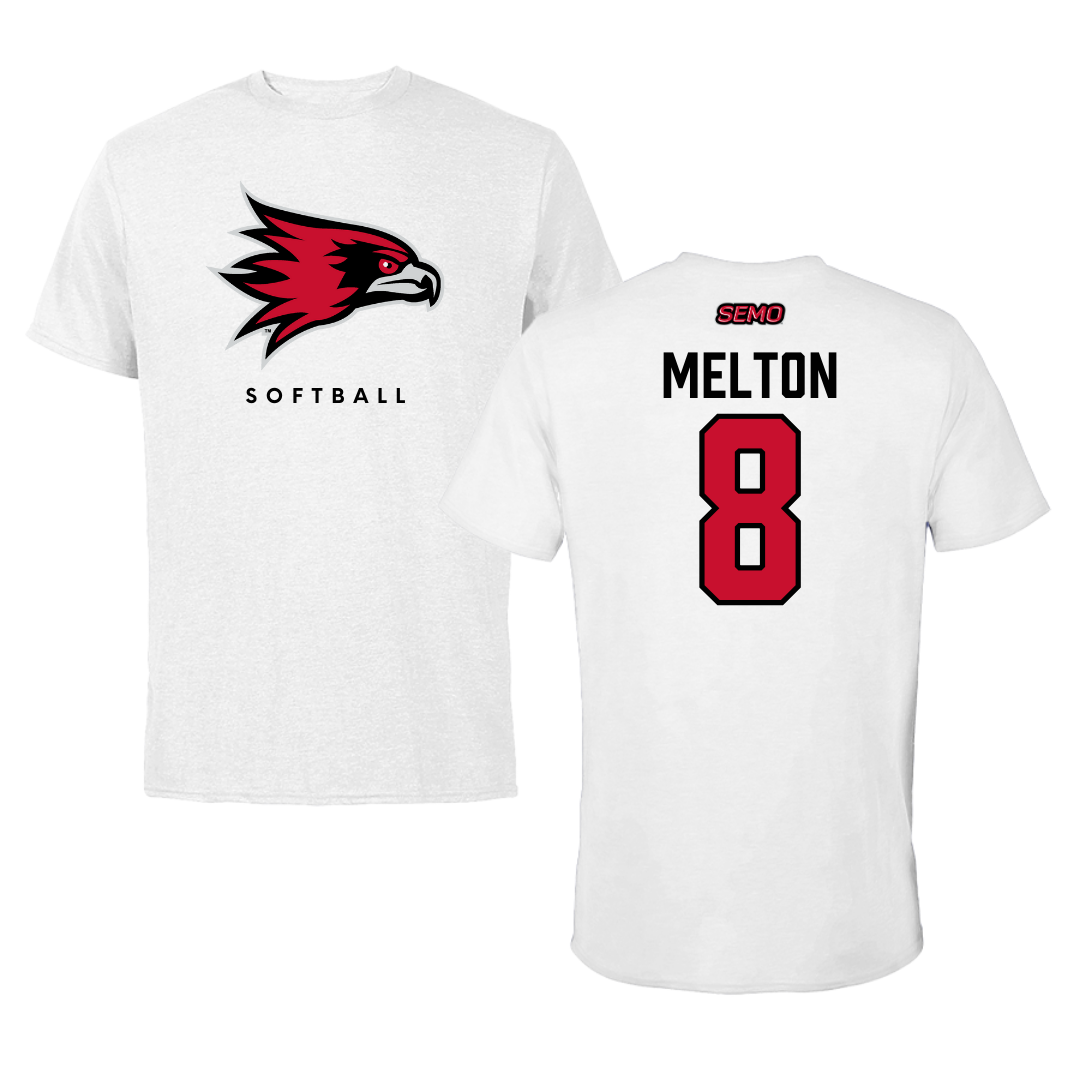 Southeast Missouri State University Softball White Tee  - #8 Sydney Melton