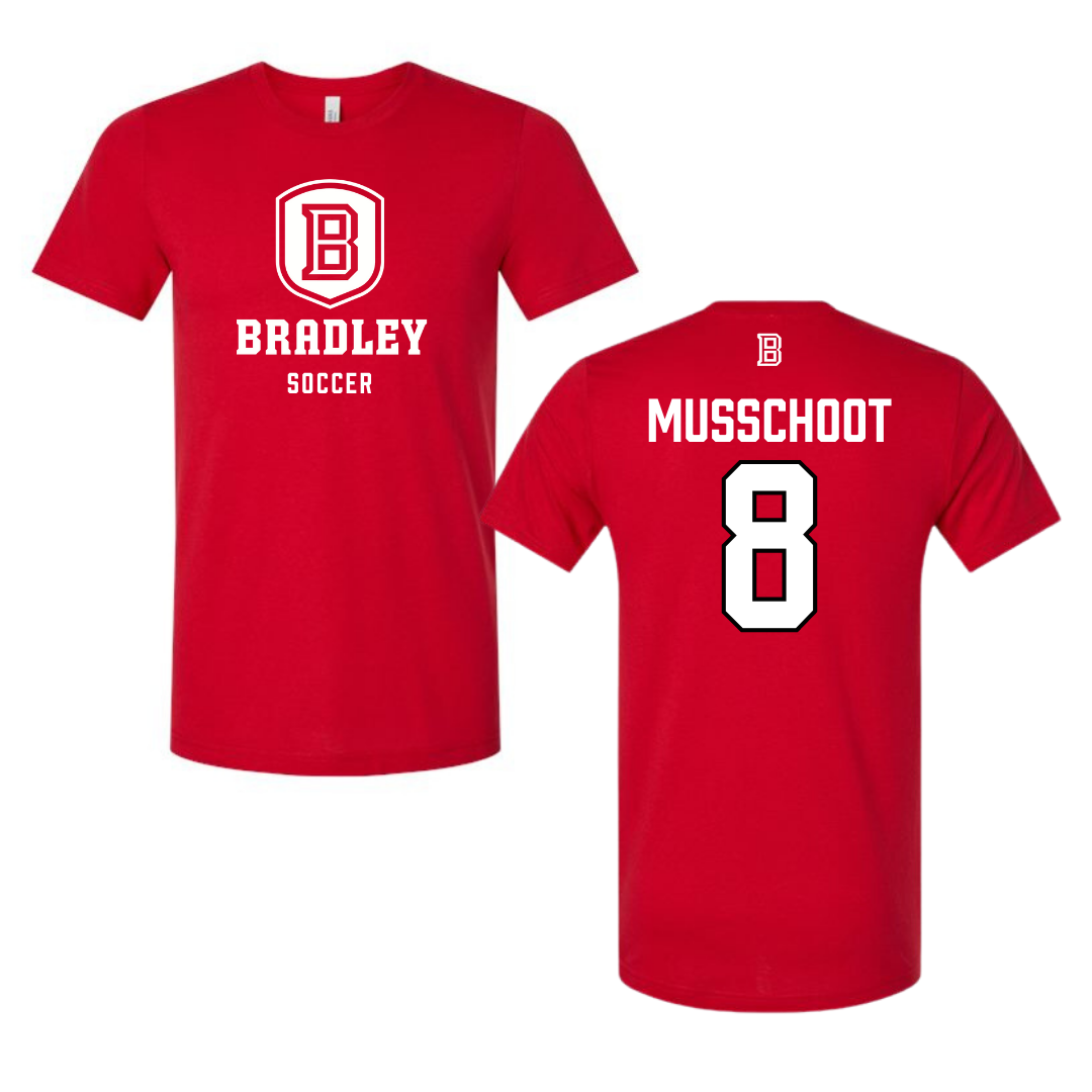 Bradley University Soccer Red Tee  - #8 Cohen Musschoot