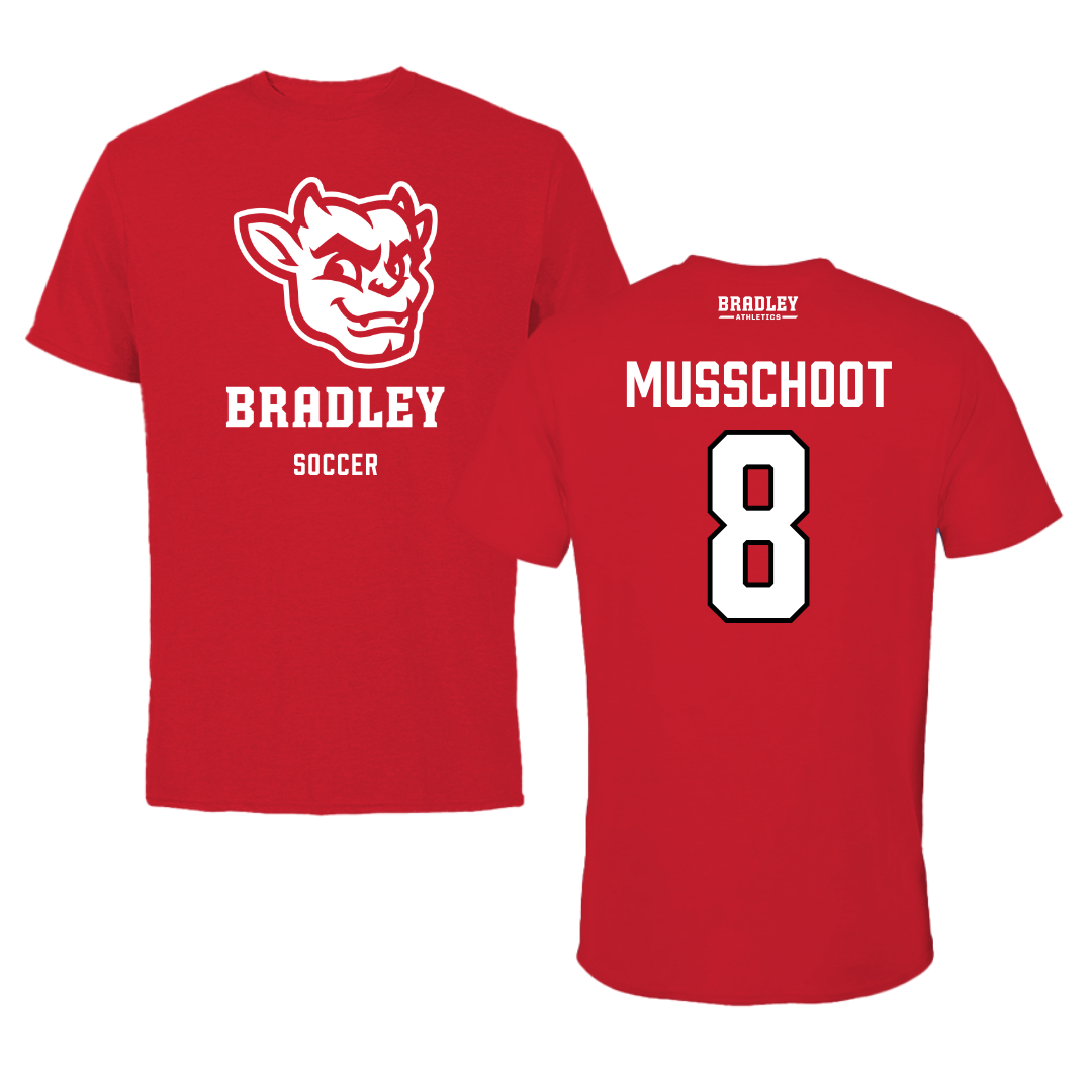 Bradley University Soccer Red Mascot Tee  - #8 Cohen Musschoot
