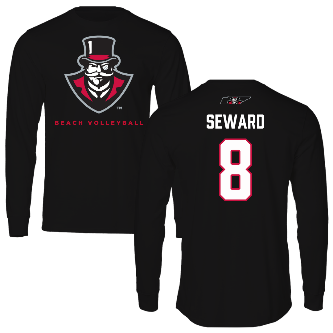 Austin Peay State University Beach Volleyball Black Mascot Long Sleeve - #8 Jamie Seward