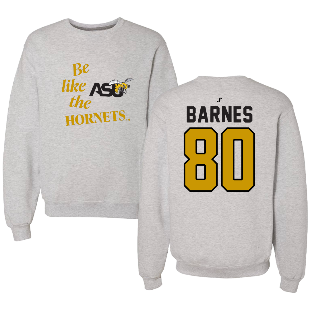 Alabama State University Football Light Gray Be Like Us Crewneck - #80 Khayman Barnes