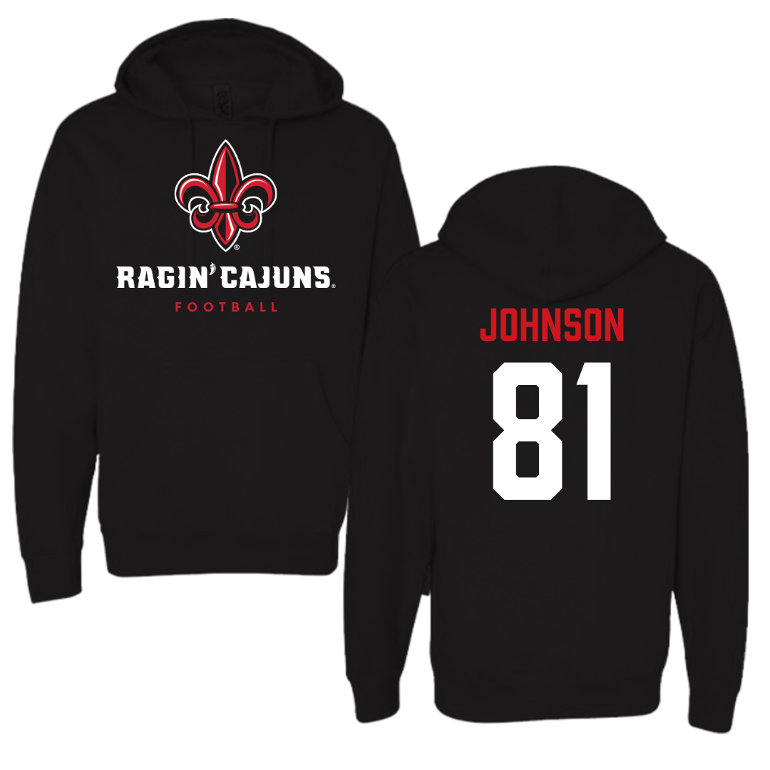 University of Louisiana at Lafayette Football Black Hoodie  - #81 Jaydon Johnson