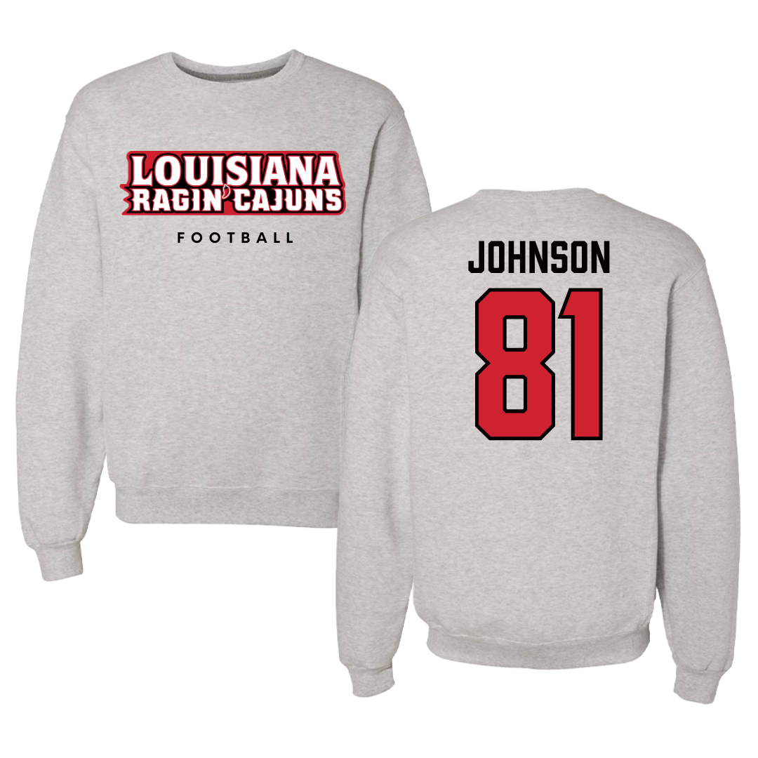 University of Louisiana at Lafayette Football Gray Crewneck  - #81 Jaydon Johnson