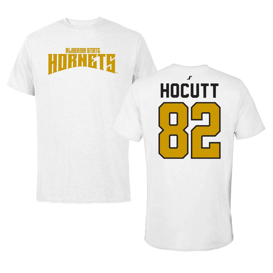 Alabama State University Football White Classic Tee - #82 Will Hocutt