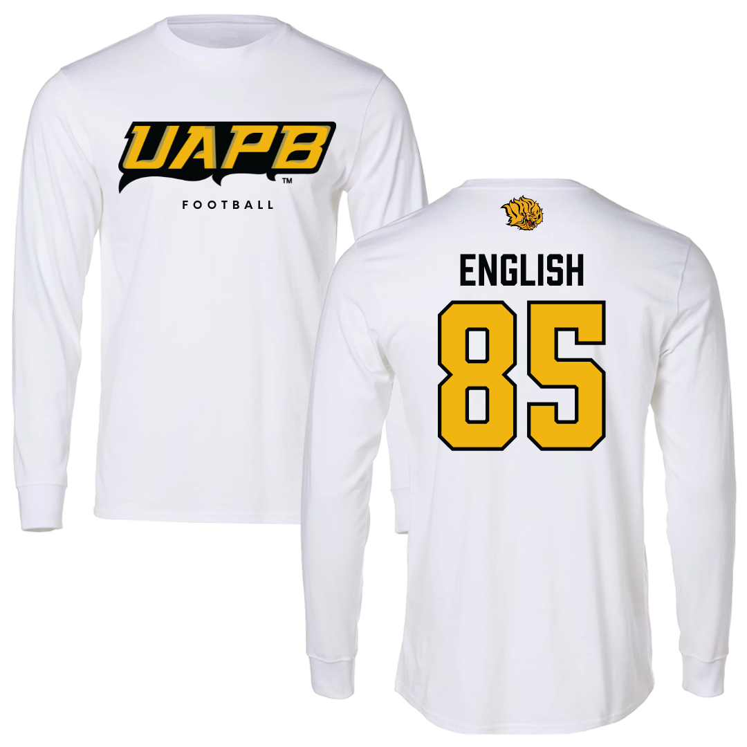University of Arkansas-Pine Bluff Football White Long Sleeve  - #85 Kevin English