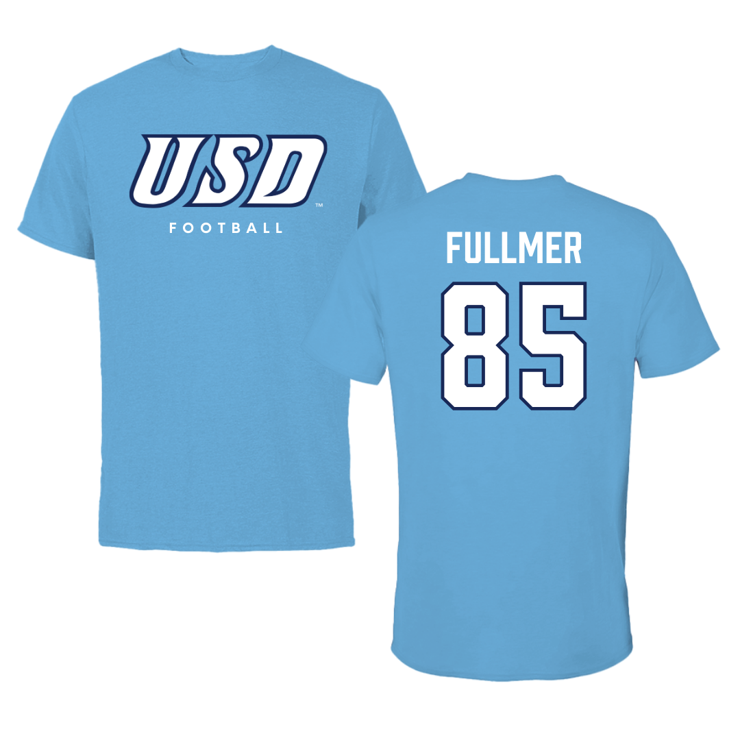University of San Diego Football Carolina Blue Tee  - #85 Zane Fullmer
