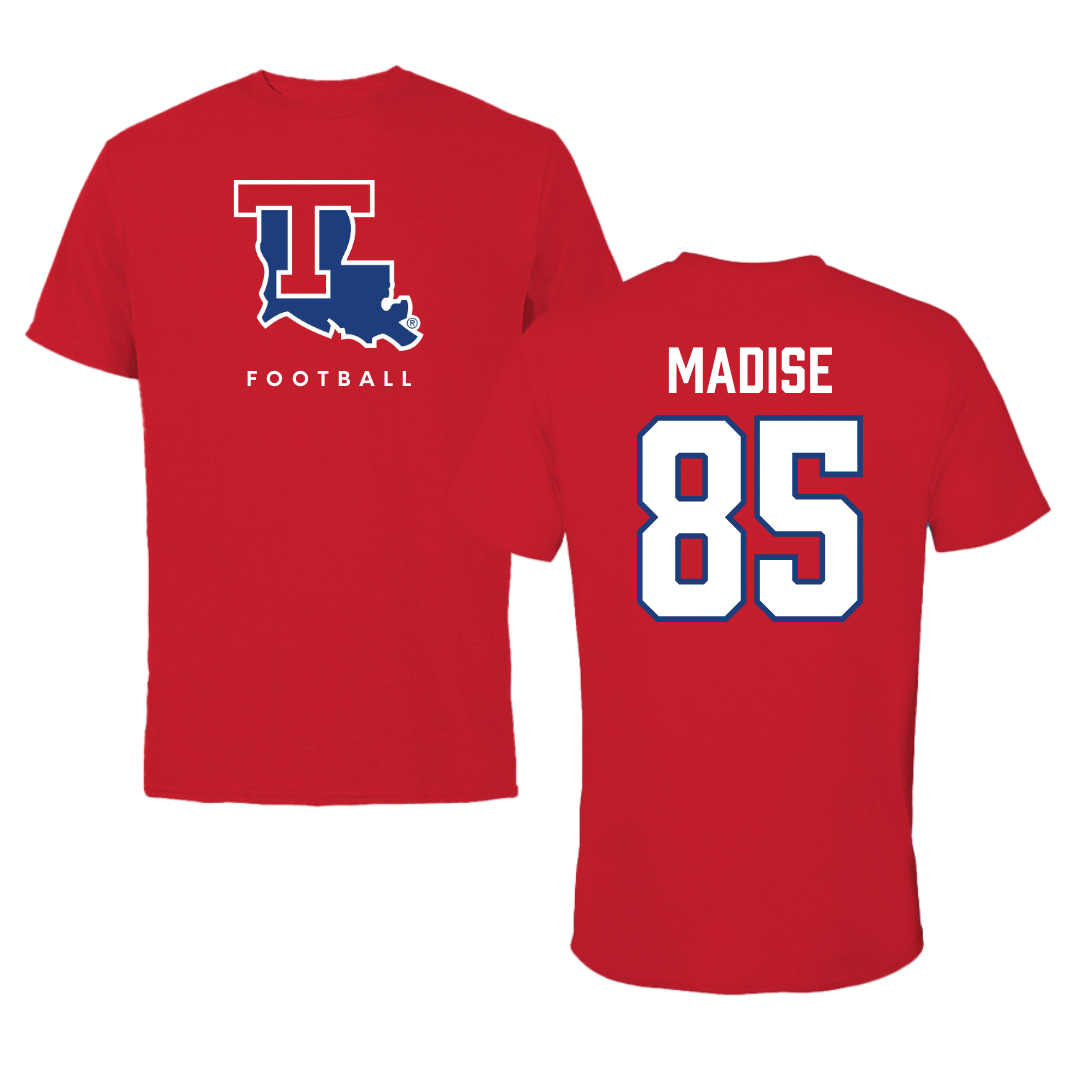 Louisiana Tech University Football Red Tee  - #85 Adem Madise