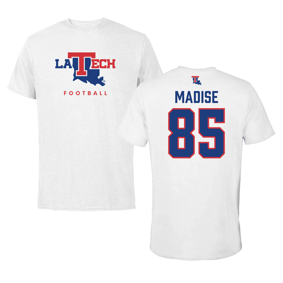 Louisiana Tech University Football White Tee  - #85 Adem Madise