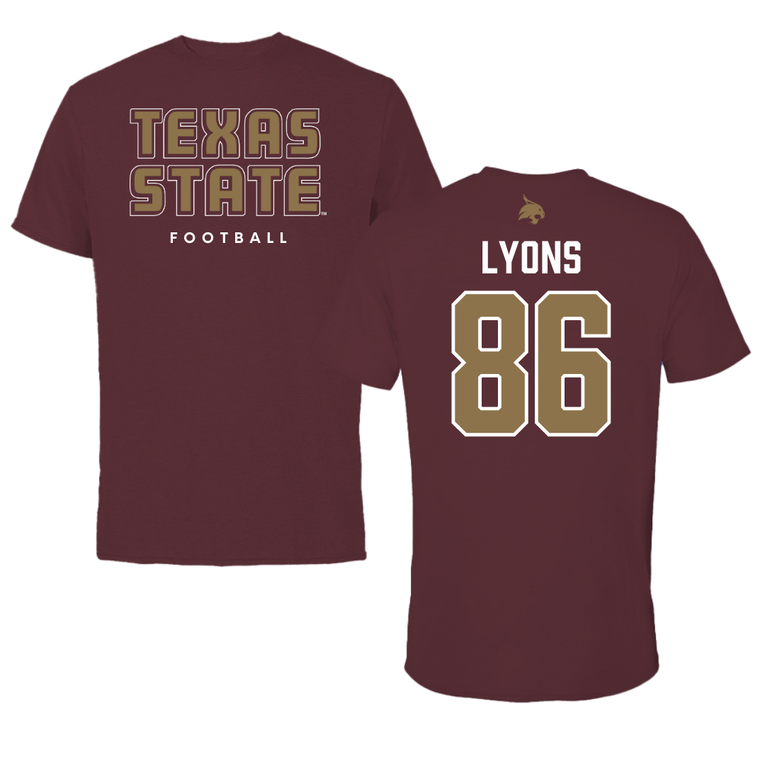 Texas State University Football Maroon Tee  - #86 Titus Lyons