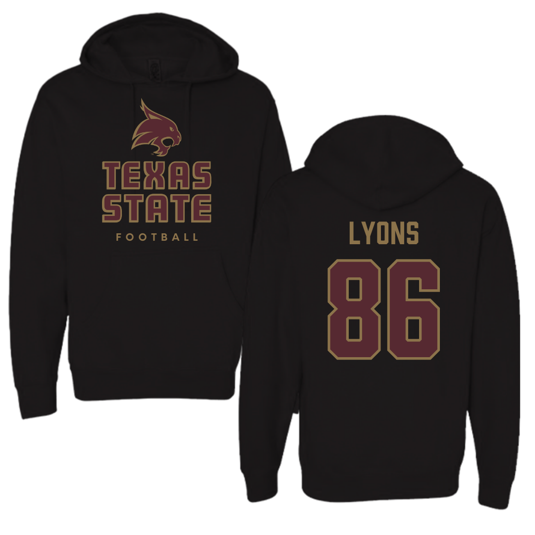 Texas State University Football Black Hoodie  - #86 Titus Lyons