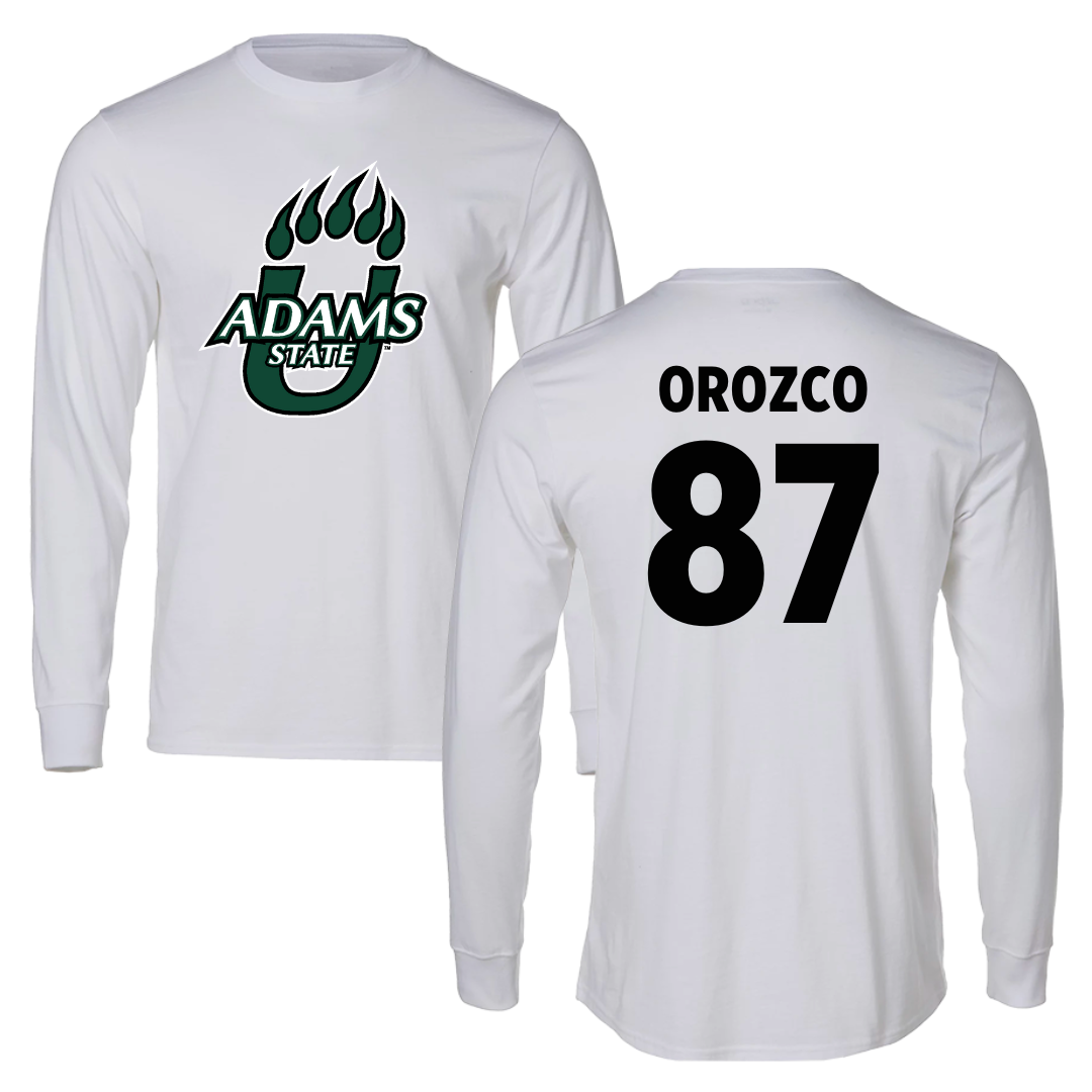Adams State University Football White Long Sleeve  - #87 Damien Orozco