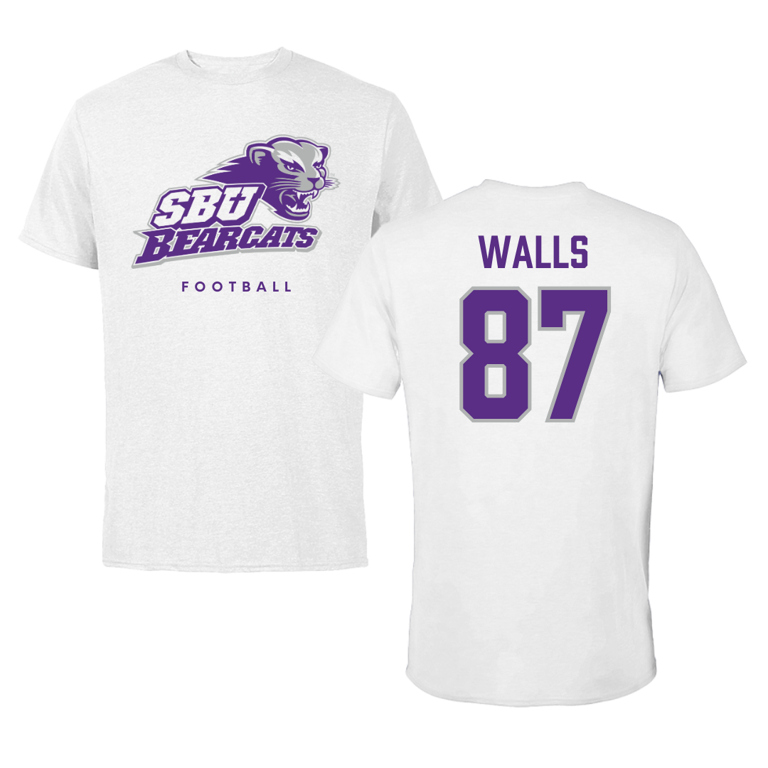 Southwest Baptist University Football White Tee  - #87 Gabriel Walls