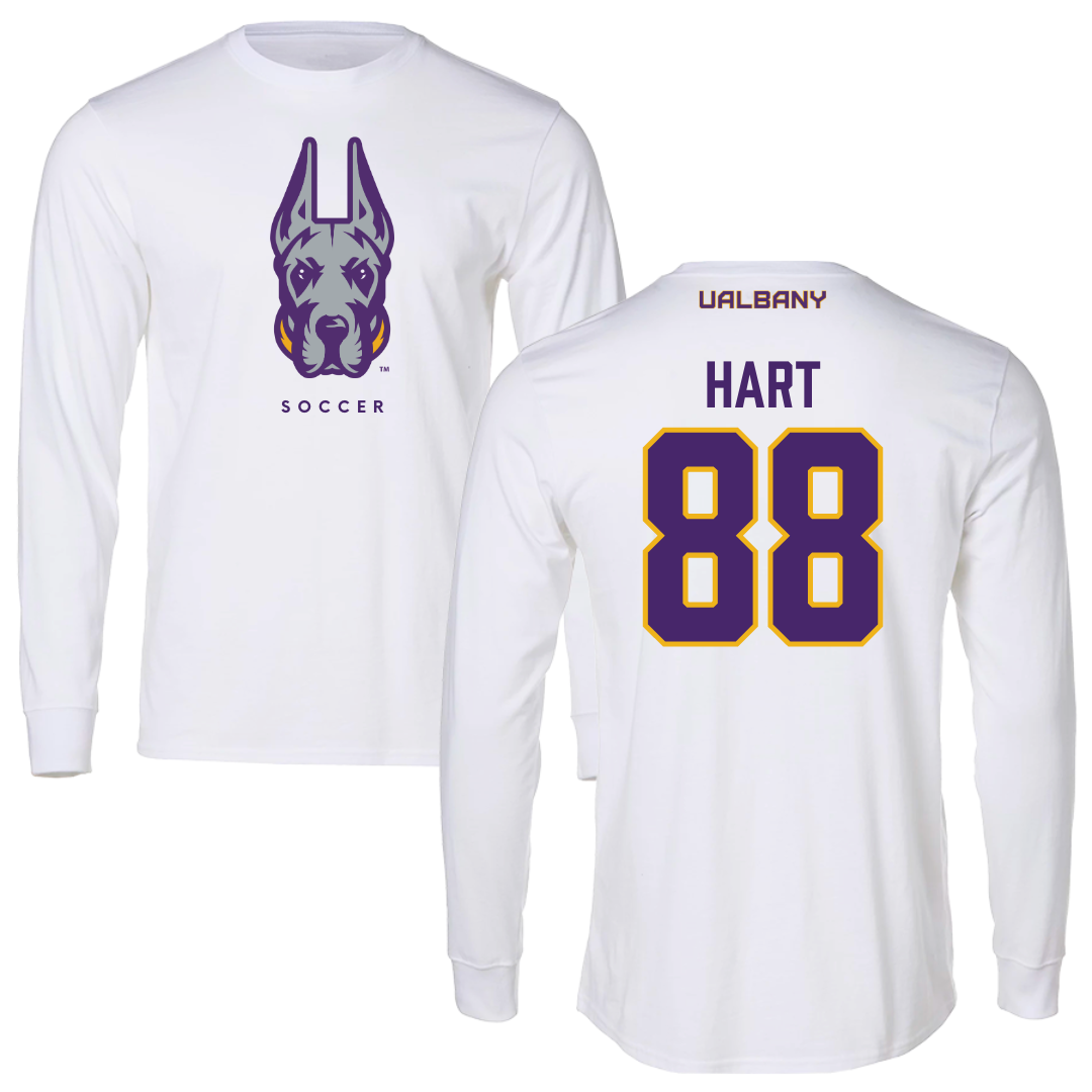 University at Albany Soccer White Long Sleeve  - #88 Megan Hart