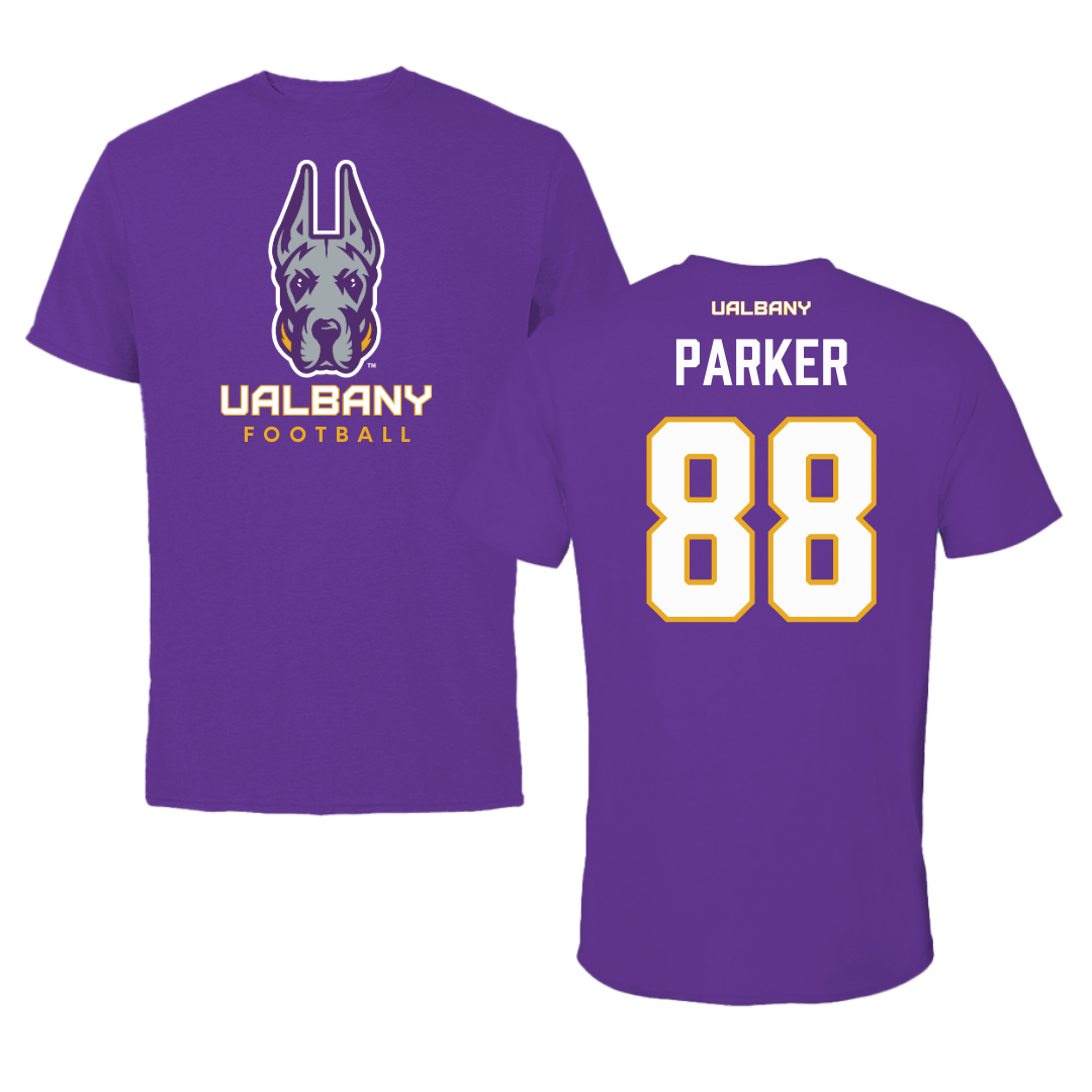 University at Albany Football Purple Tee  - #88 Chad Parker