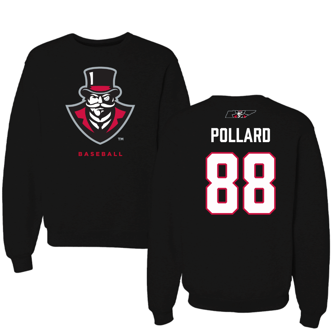 Austin Peay State University Baseball Black Mascot Crewneck - #88 Davin Pollard