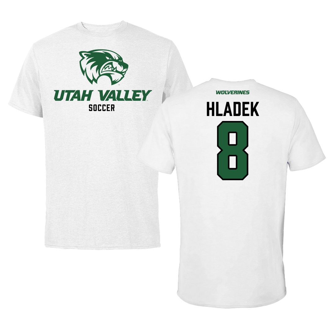 Utah Valley University Soccer White Tee  - #8 Ruby Hladek