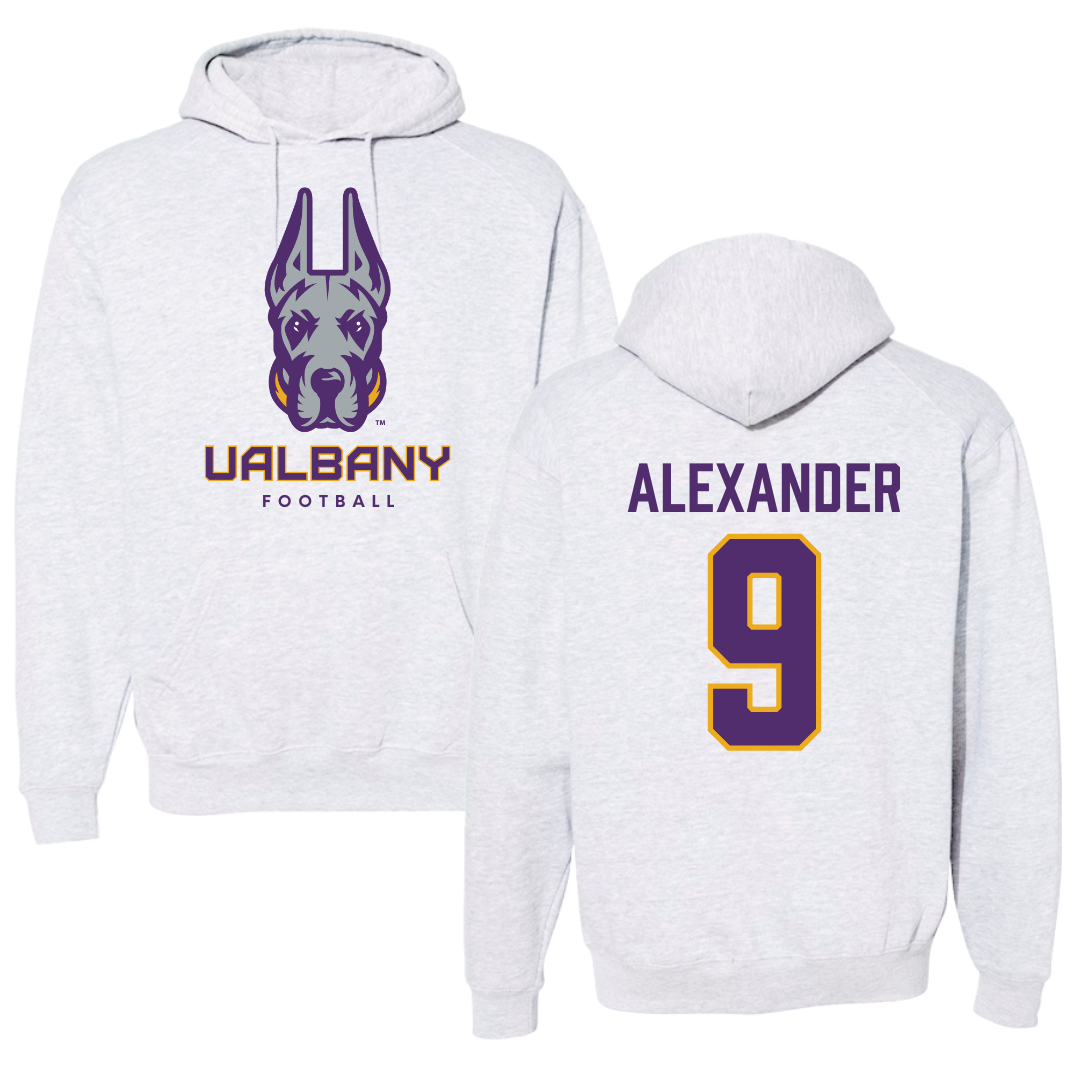 University at Albany Football Gray Hoodie  - #9 Landon Alexander