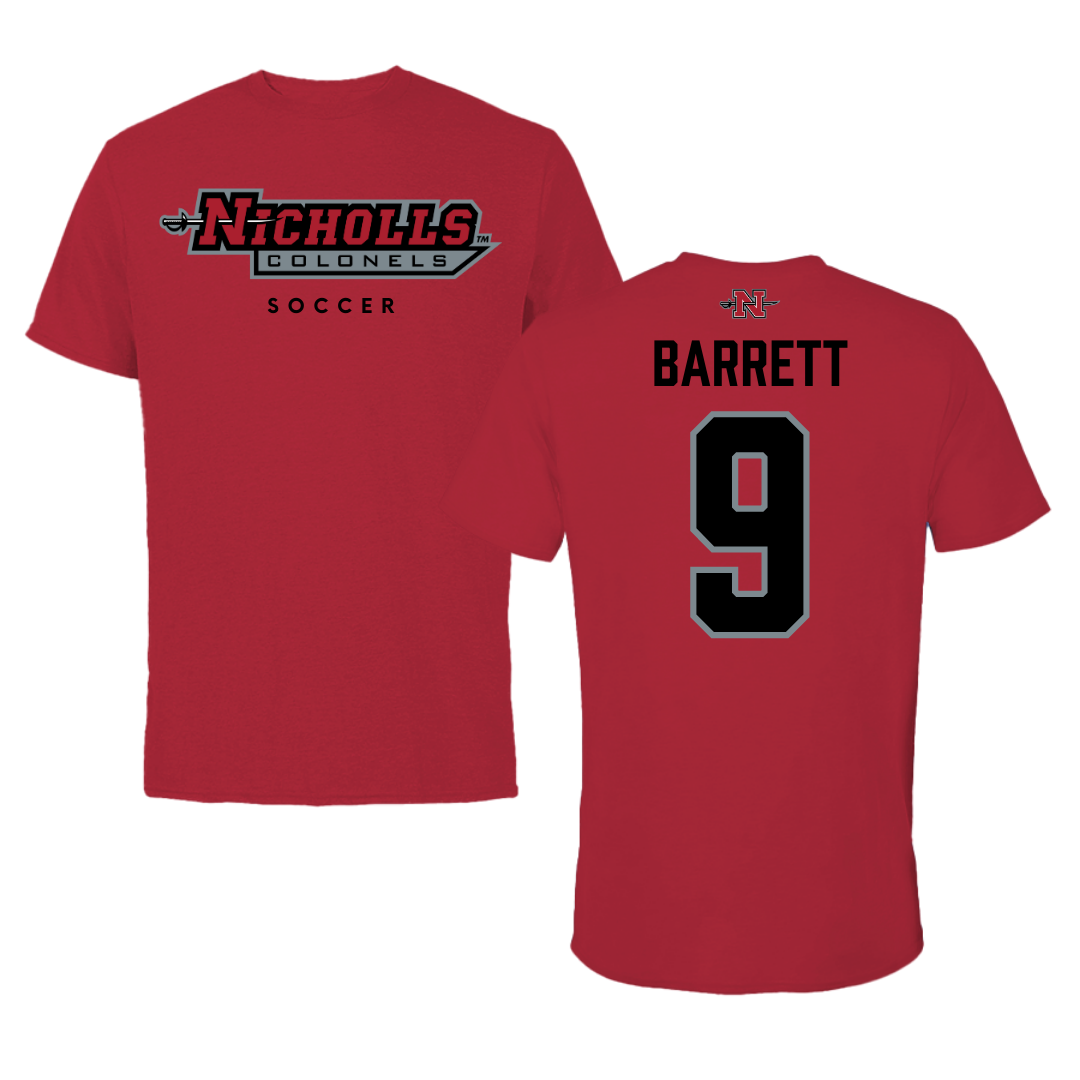 Nicholls State University Soccer Red Tee  - #9 Koryn Barrett