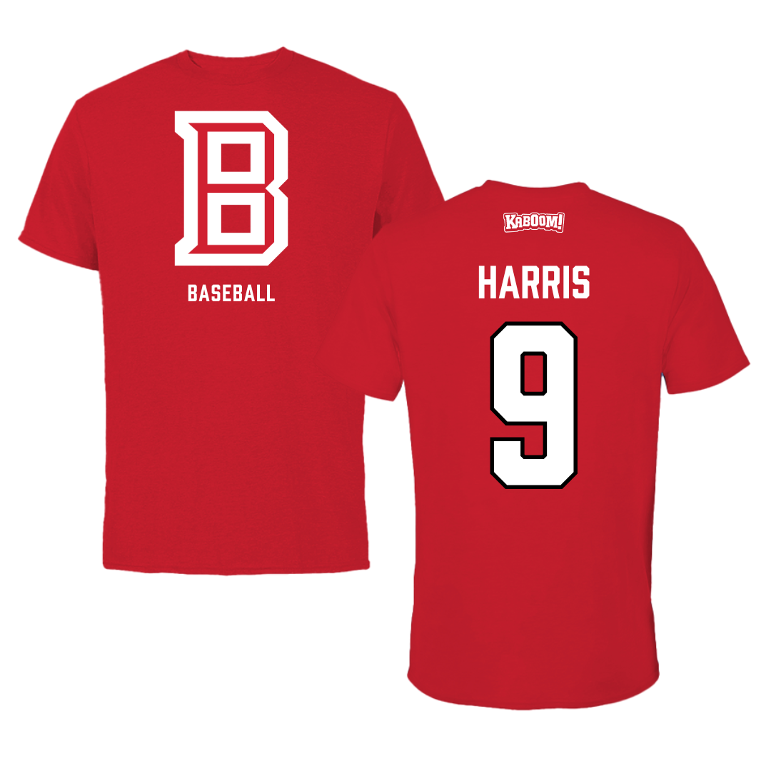 Bradley University Baseball Red Block Tee - #9 Easton Harris