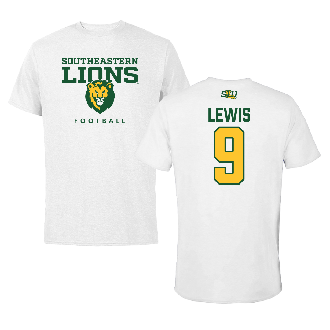 Southeastern Louisiana University Football White Tee  - #9 Darius Lewis
