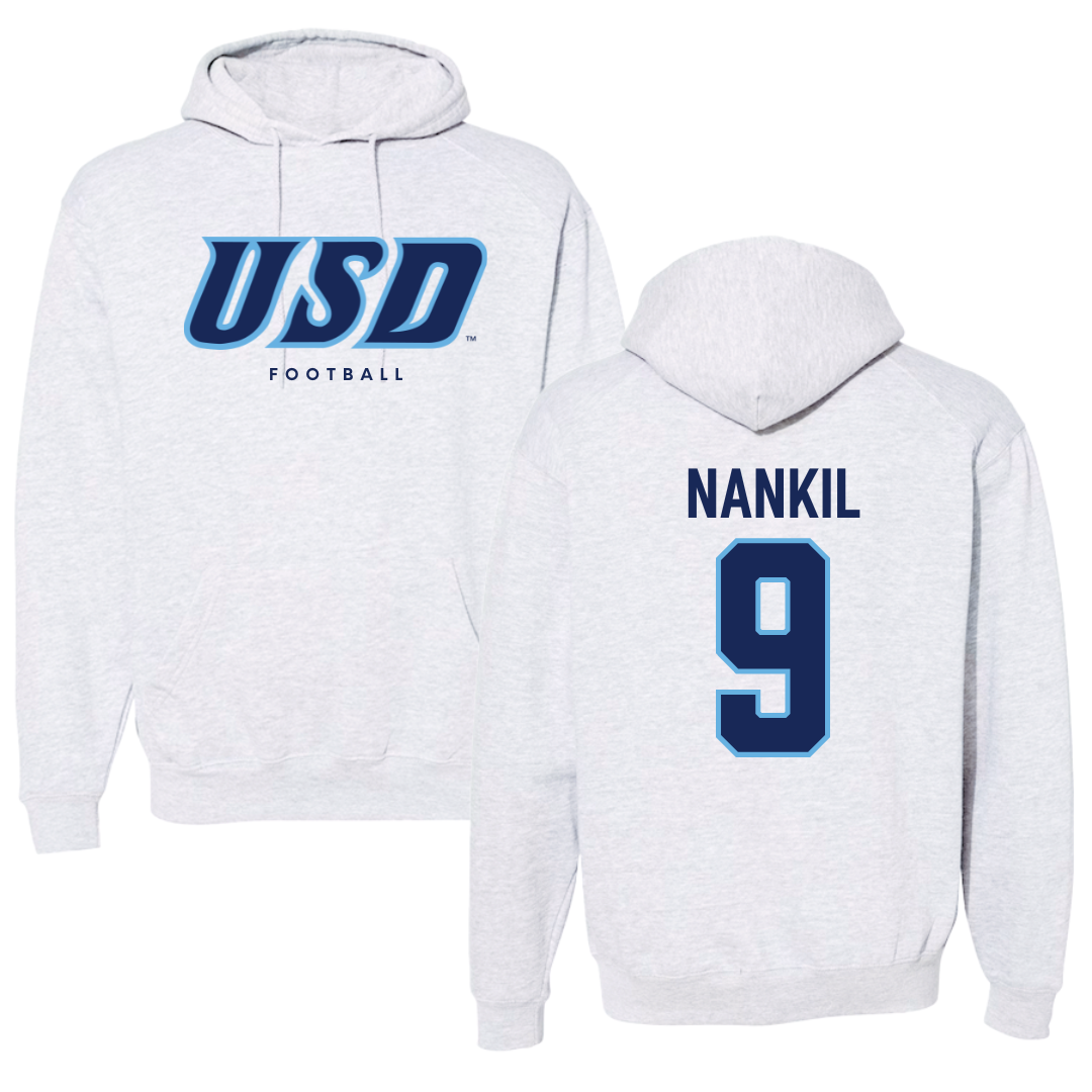 University of San Diego Football Gray Hoodie  - #9 Dom Nankil