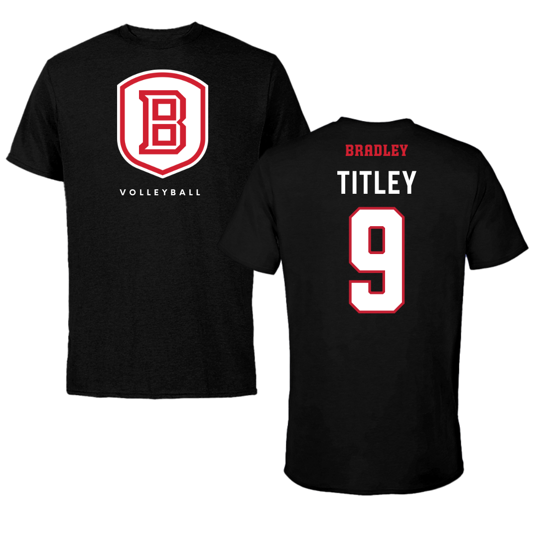 Bradley University Volleyball Black Shield Tee - #9 Tendai Titley
