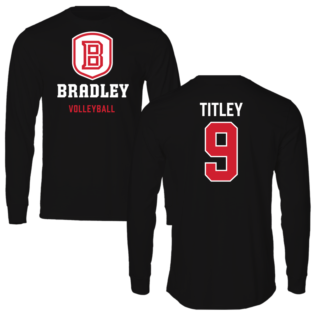 Bradley University Volleyball Black Block Long Sleeve - #9 Tendai Titley