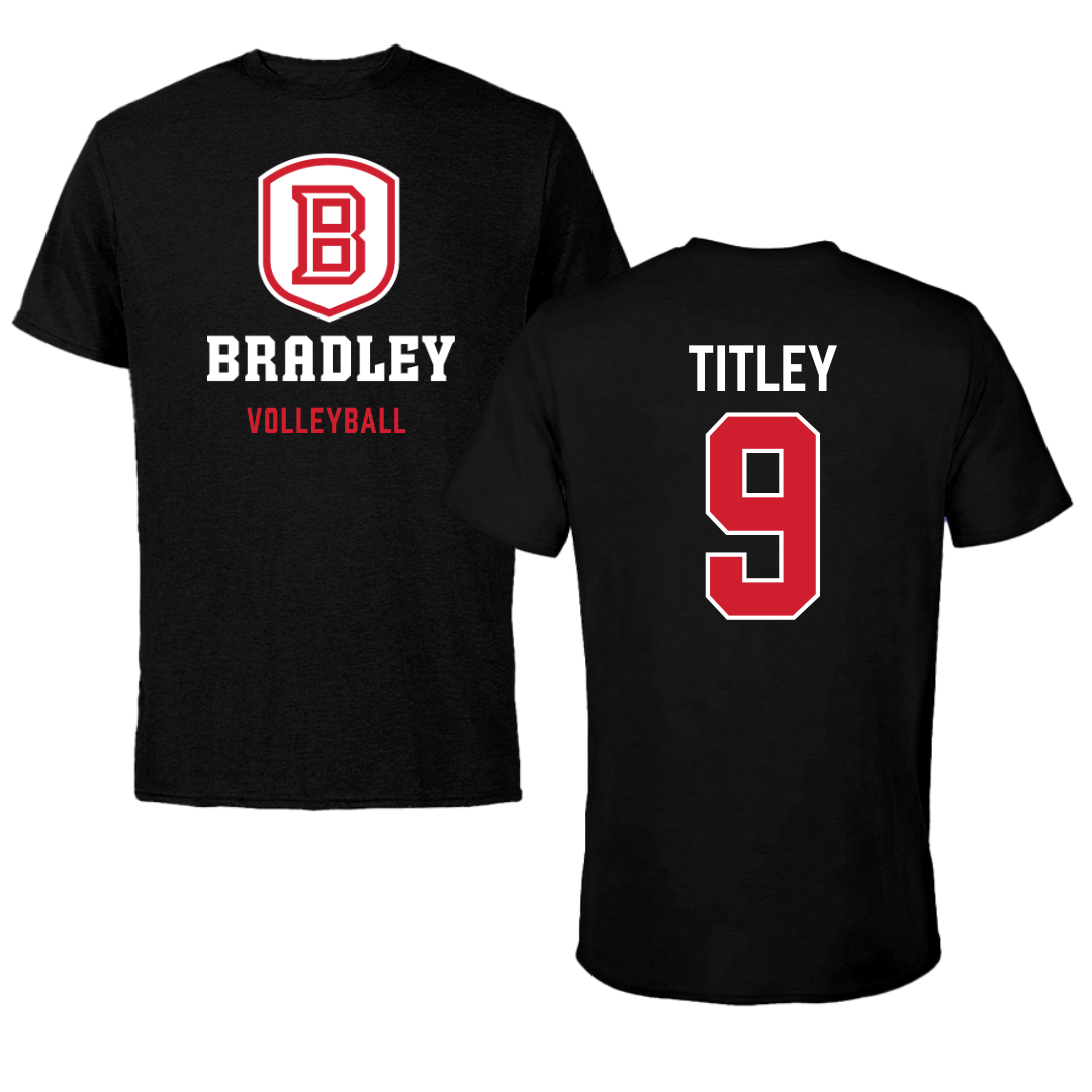 Bradley University Volleyball Black Block Tee - #9 Tendai Titley