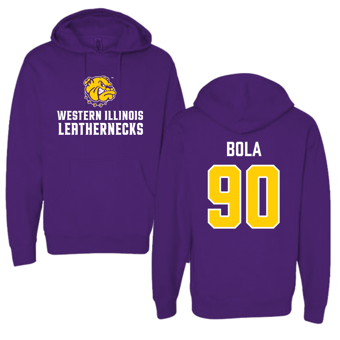 Western Illinois University Football Purple Hoodie  - #90 Mayo Bola