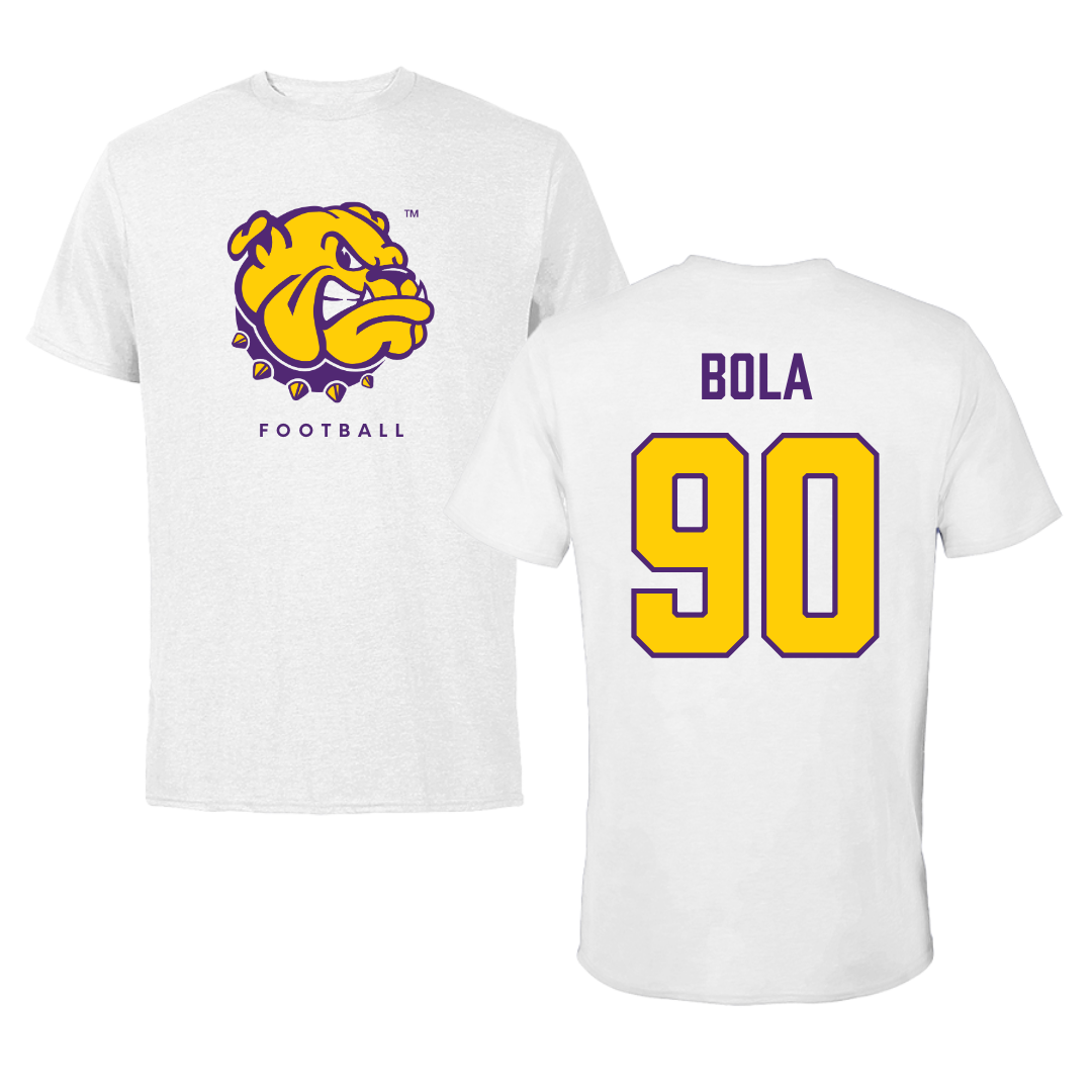 Western Illinois University Football White Tee  - #90 Mayo Bola