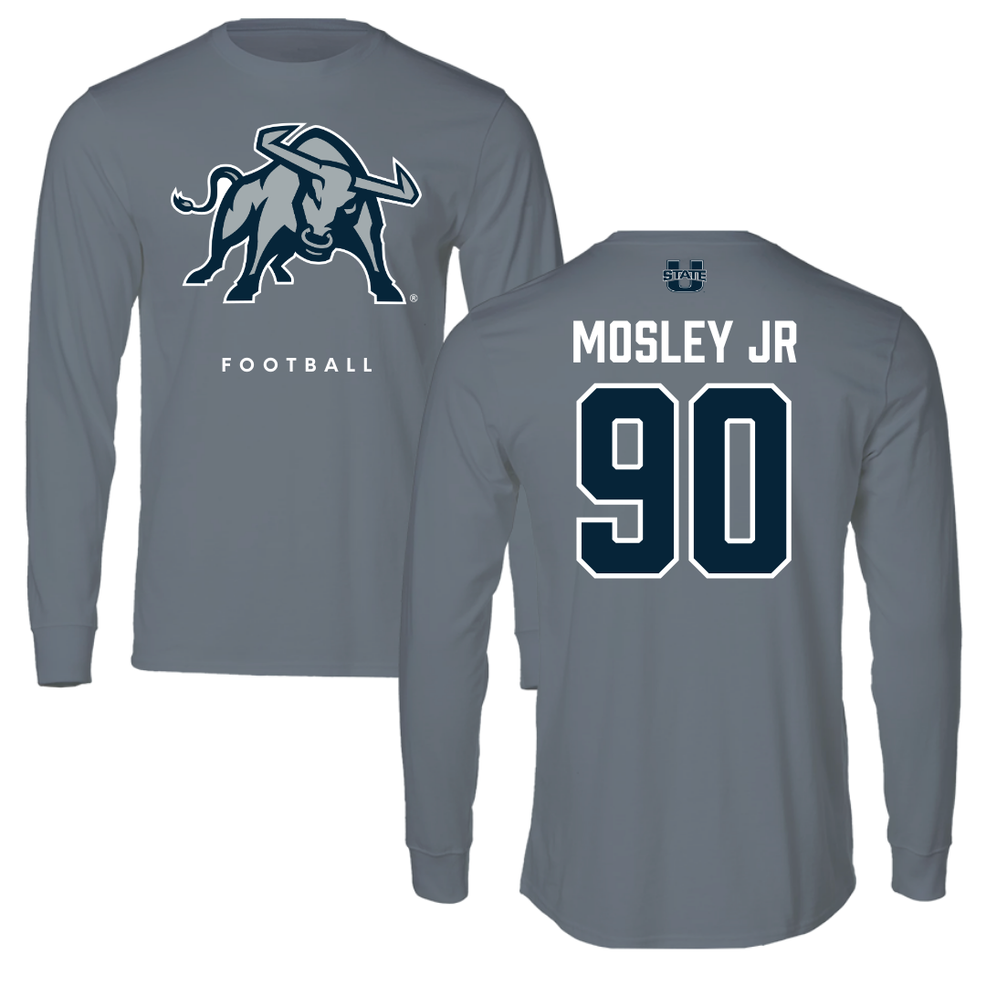 Utah State University Football Gray Long Sleeve  - #90 Clifton Mosley Jr