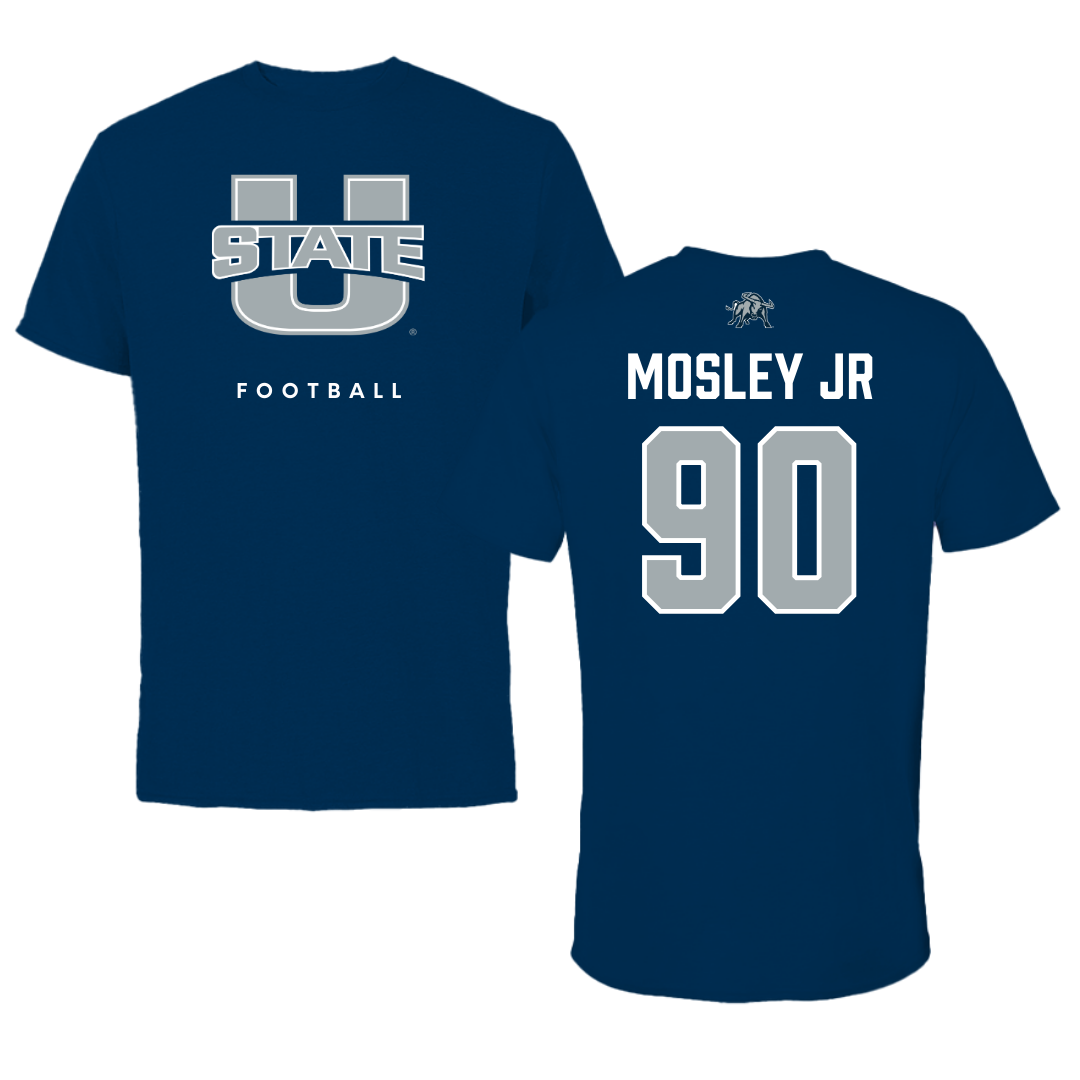 Utah State University Football Navy Tee  - #90 Clifton Mosley Jr
