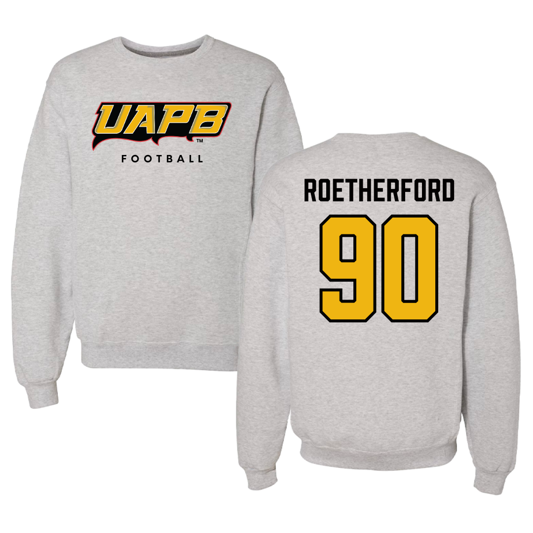 University of Arkansas-Pine Bluff Football Gray Crewneck  - #90 Cameron Roetherford