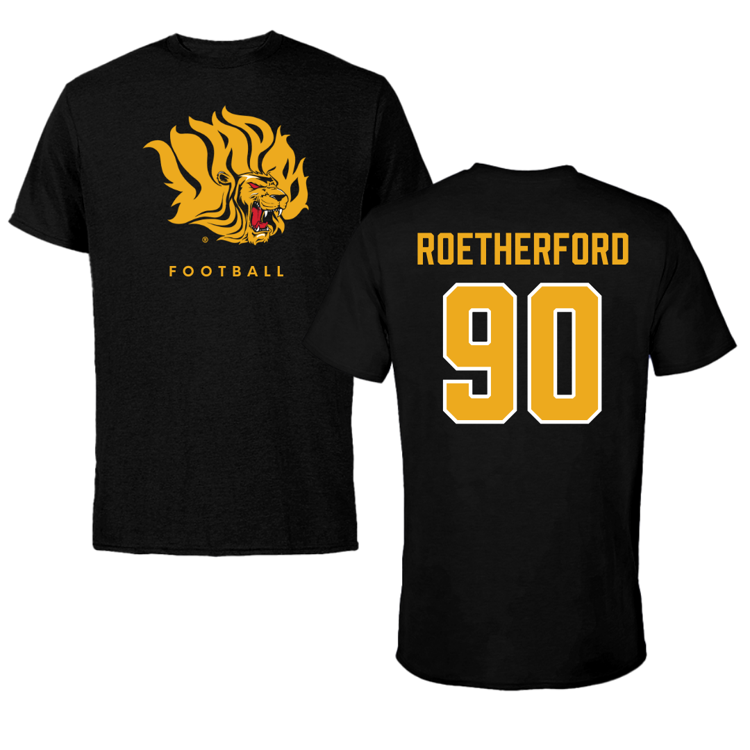 University of Arkansas-Pine Bluff Football Black Tee  - #90 Cameron Roetherford