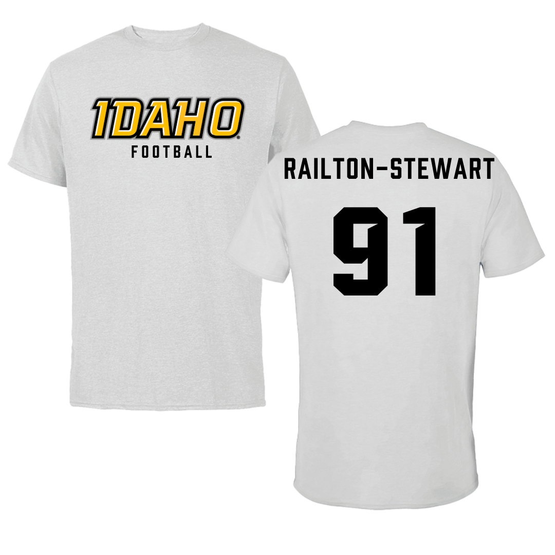 University of Idaho Football Gray Tee - #91 Malakai Railton-Stewart