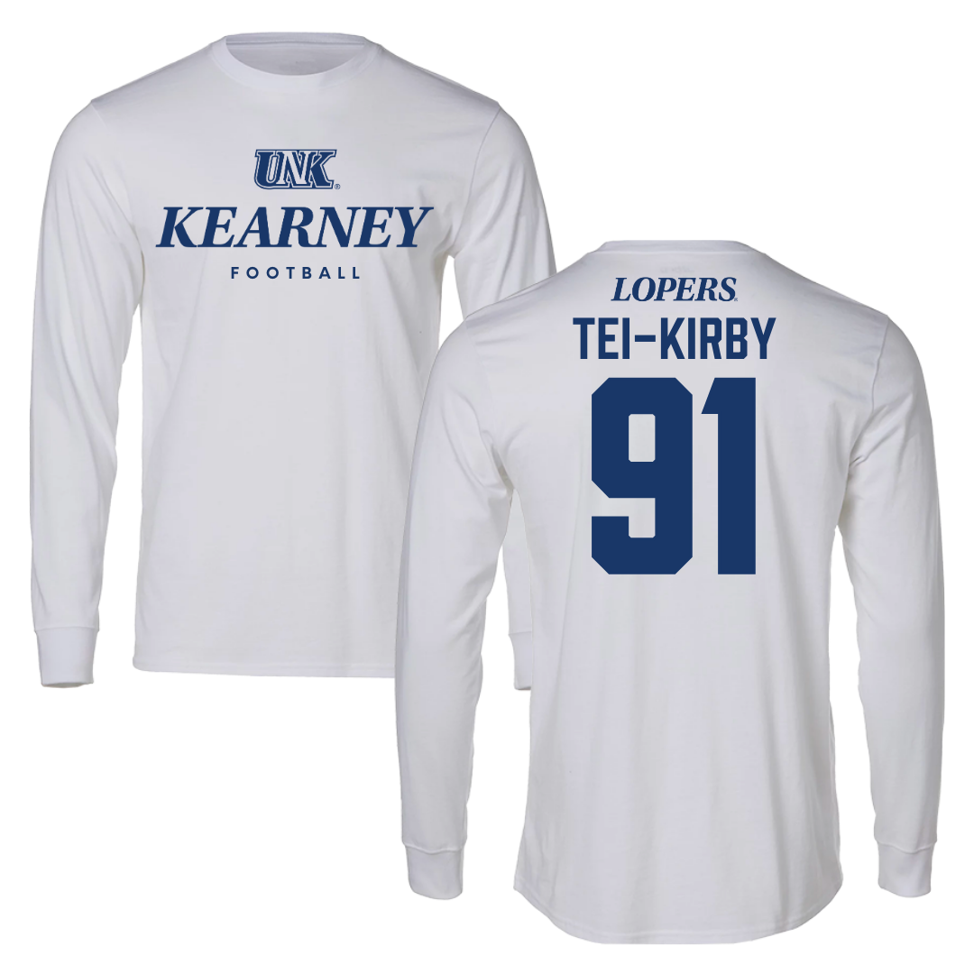 University of Nebraska at Kearney Football White Long Sleeve  - #91 Wayne Tei-Kirby