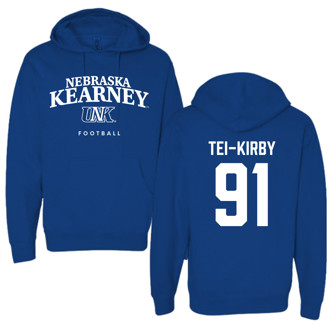 University of Nebraska at Kearney Football True Royal Blue Hoodie  - #91 Wayne Tei-Kirby