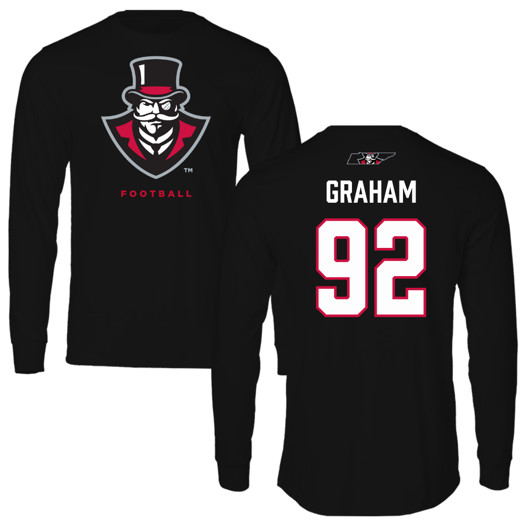 Austin Peay State University Football Black Mascot Long Sleeve - #92 Caleb Graham