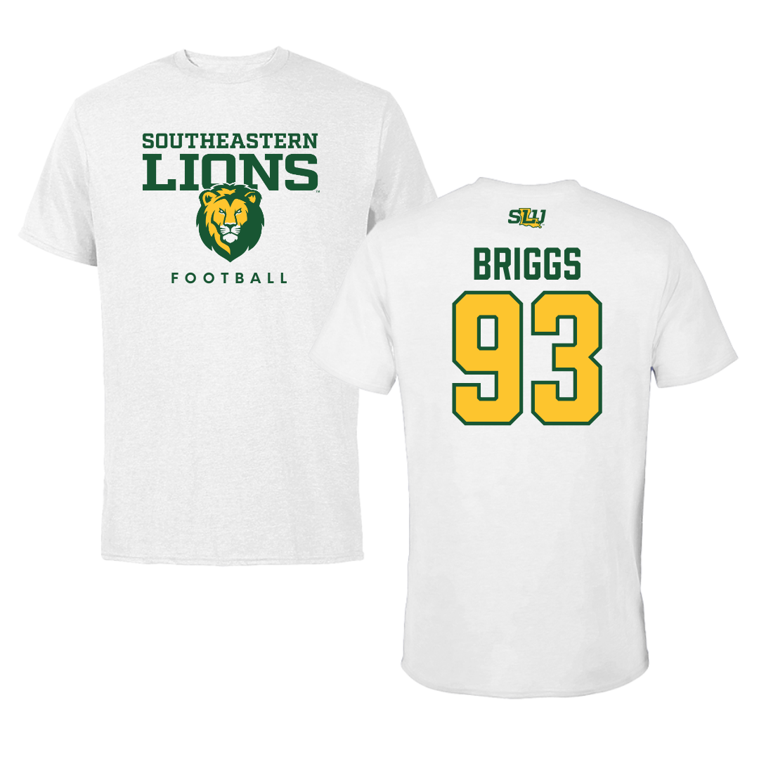 Southeastern Louisiana University Football White Tee  - #93 Rowan Briggs