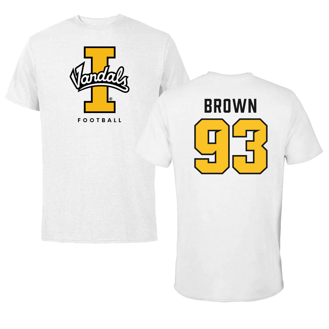 University of Idaho Football White Vandals Tee - #93 Sam Brown