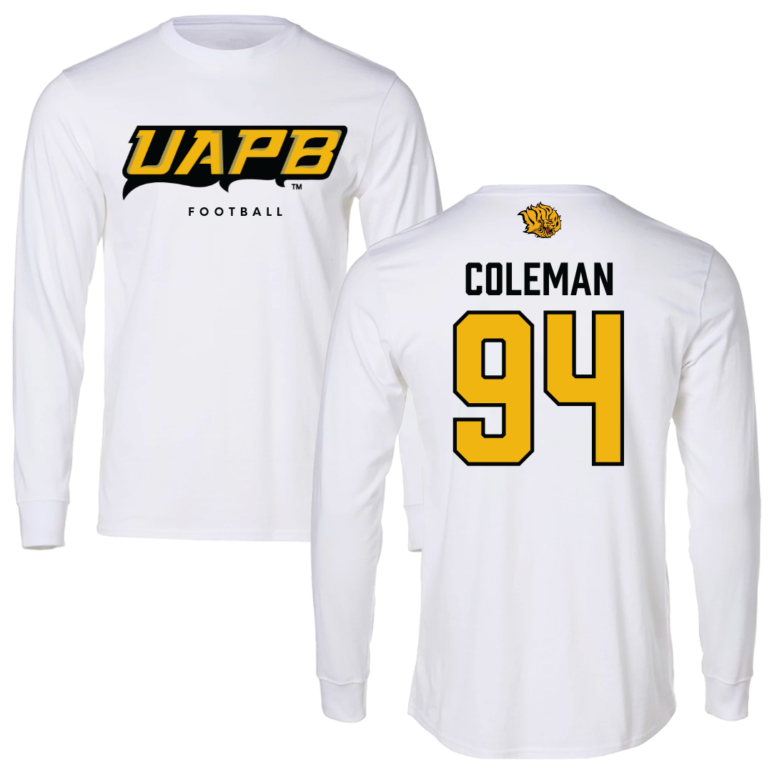 University of Arkansas-Pine Bluff Football White Long Sleeve  - #94 Cameron Coleman