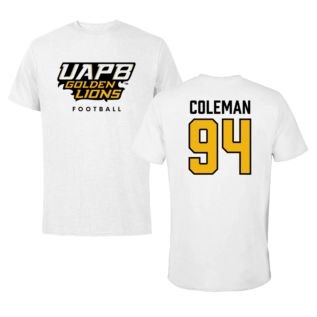 University of Arkansas-Pine Bluff Football White Tee  - #94 Cameron Coleman