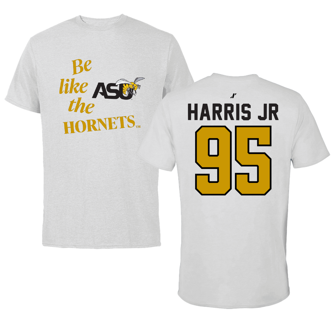 Alabama State University Football Light Gray Be Like Us Tee - #95 Cornell Harris Jr