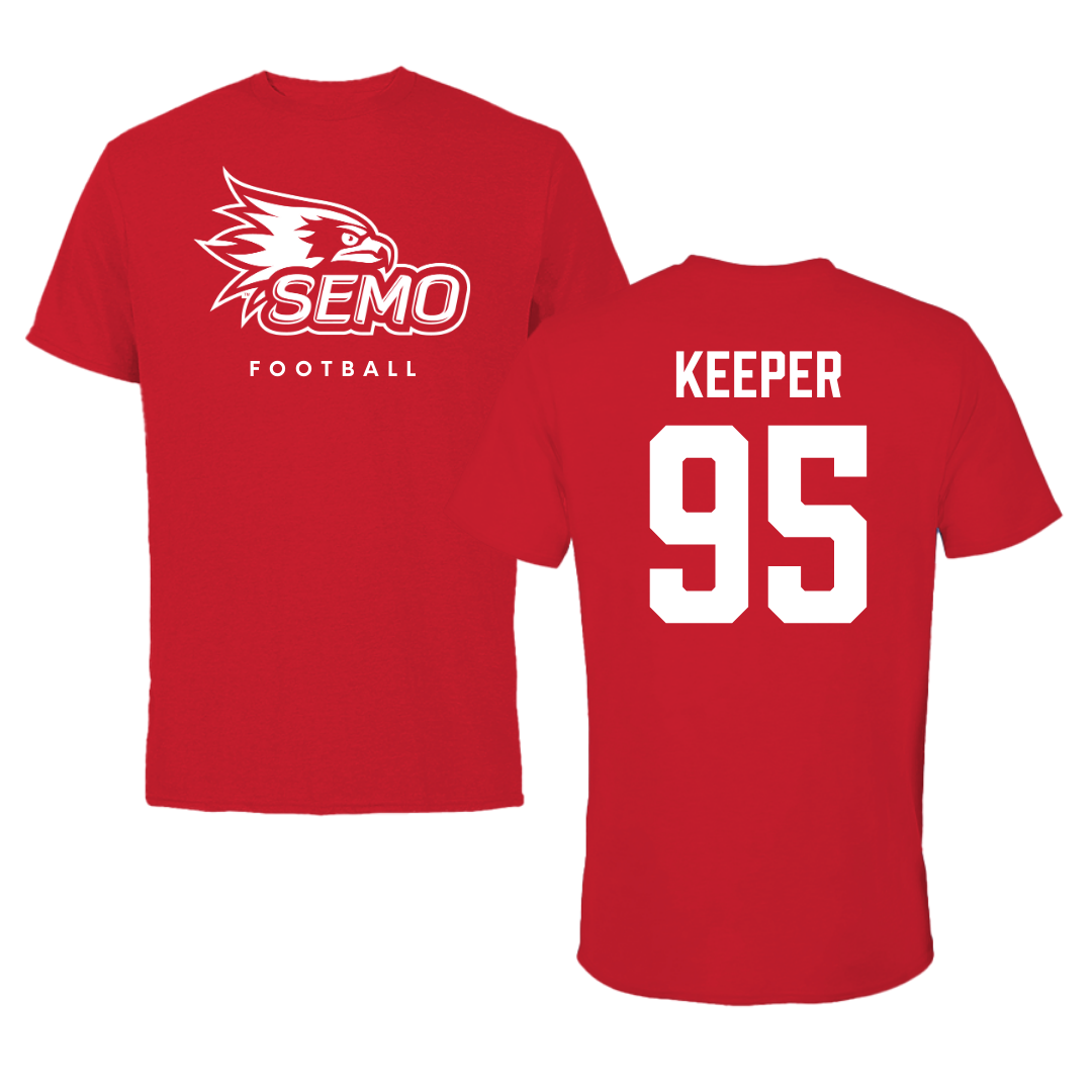Southeast Missouri State University Football Red Tee  - #95 Sam Keeper