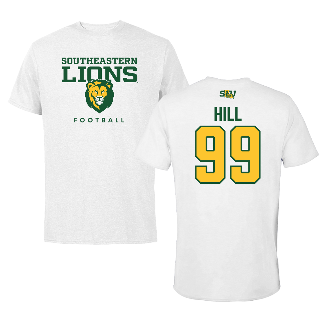 Southeastern Louisiana University Football White Tee  - #99 Charles Hill