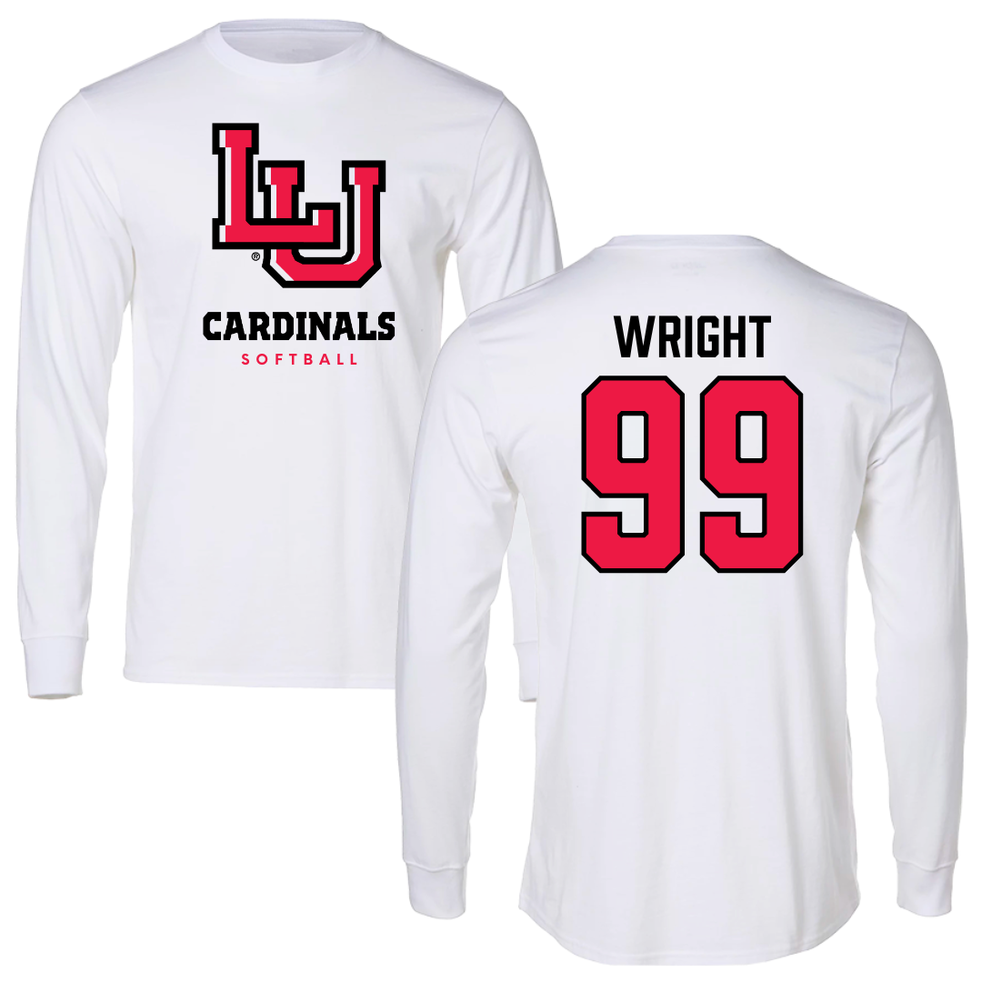 Lamar University Softball White Long Sleeve  - #99 Makenzie Wright